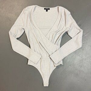 Express Heather Gray Ribbed Top